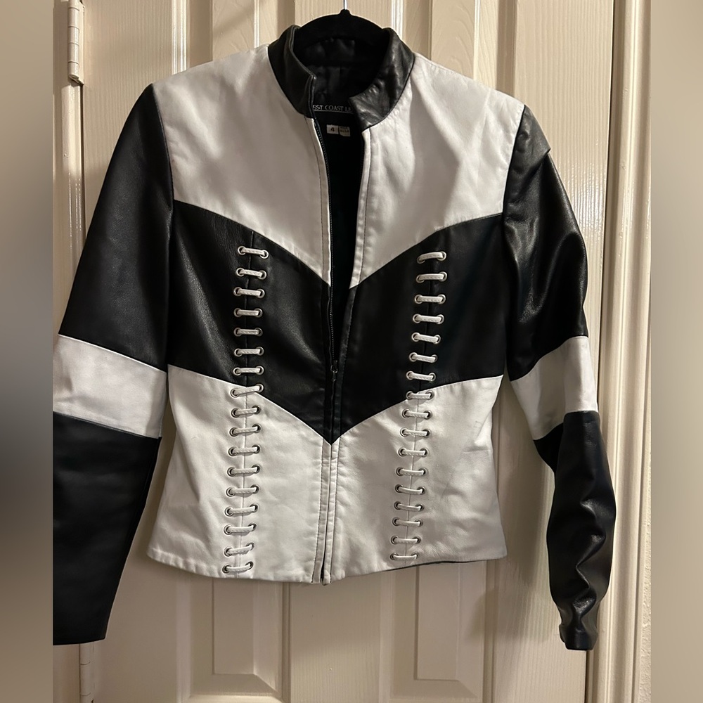 Preloved West Coast Leather Chevron Sport Motorcycle Jacket
